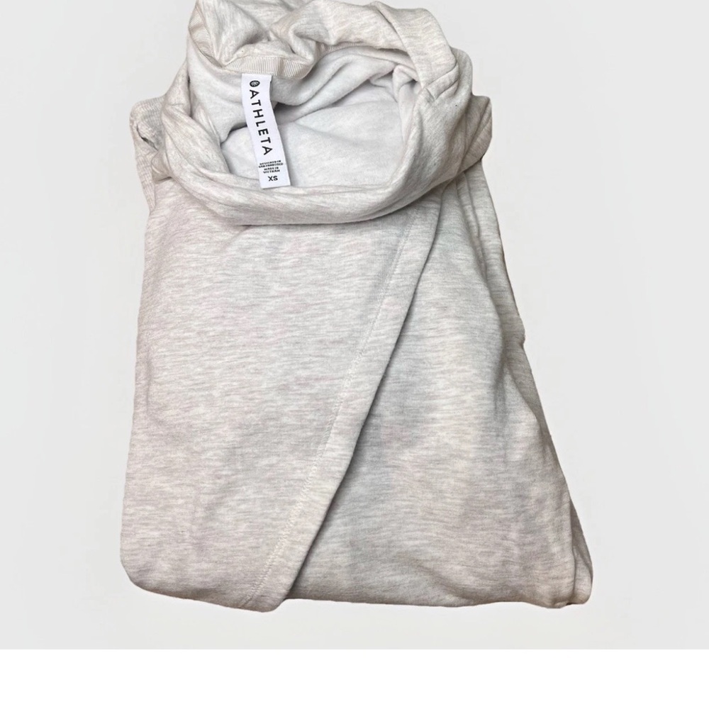 Athleta Purana Wrap Sweatshirt Hoodie Light Gray Heather Long Sleeve XS - Picture 9 of 9